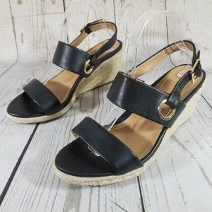 Vionic Vero Black Wedge Heel Sling Back Sandals - Wide Width
